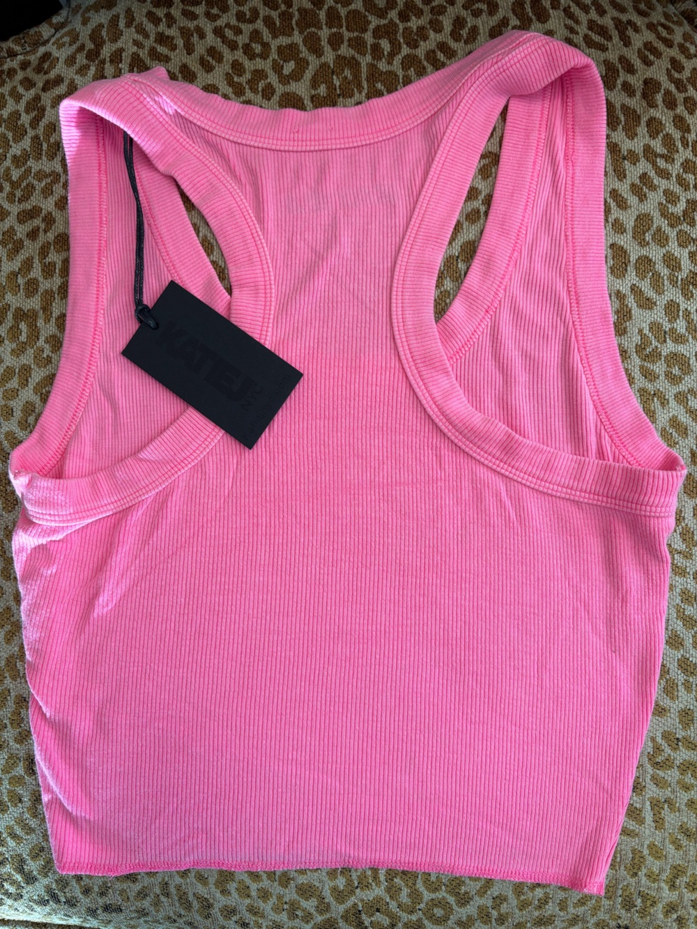Katie J NYC Bright Pink Ribbed Racerback Tank - Picture 3 of 7